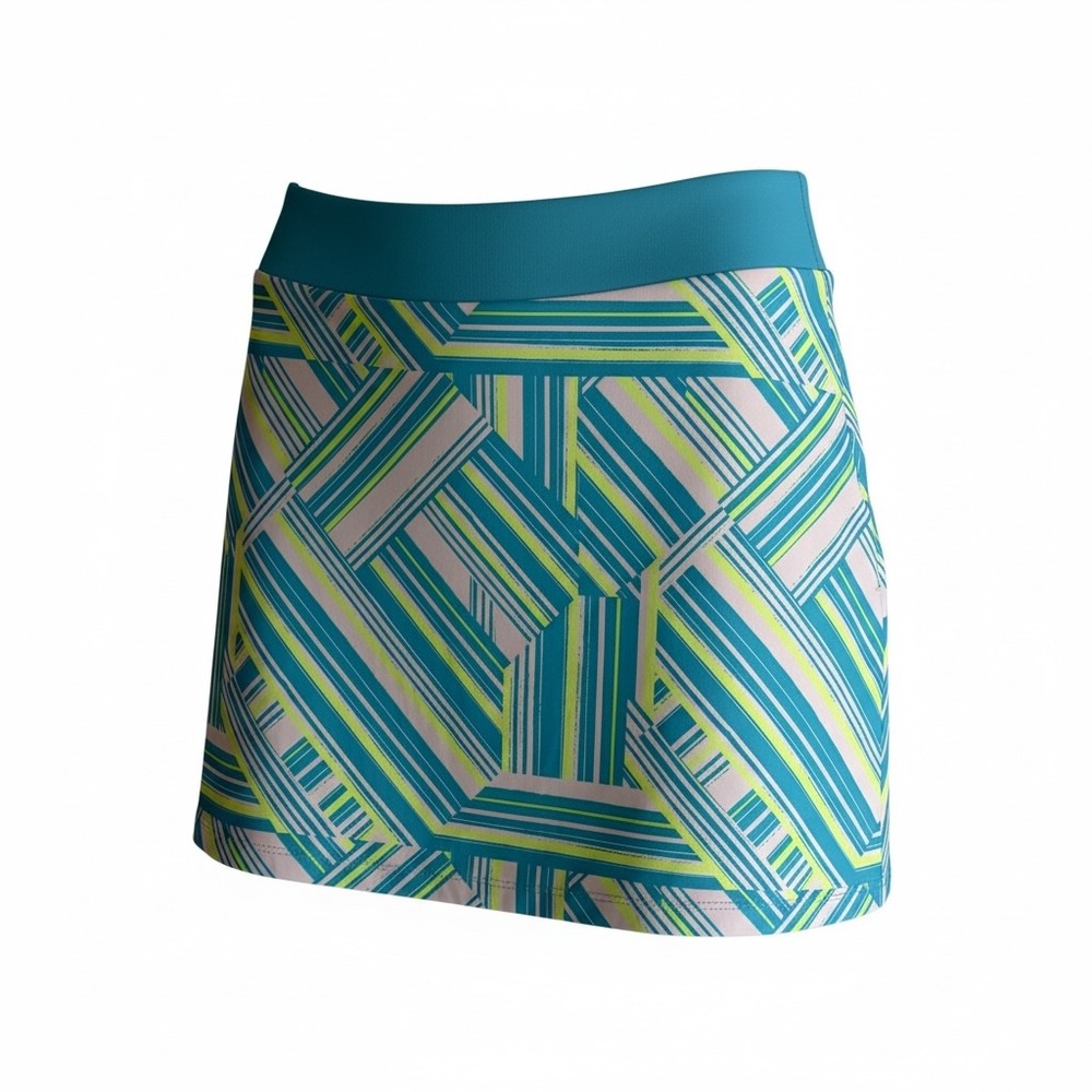 ADIDAS Golf Tennis Tween Bright Multicolor Geometric Stripe Girls Skort, XL - Picture 2 of 5